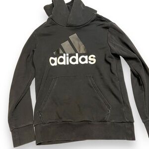 Adidas Essentials Linear Black Pullover French Terry Hoodie Men's MEDIUM.